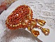 Broche Rumba brod&eacute;e avec des cristaux de Swarovski, des strass, des navettes Tangerine, des perles rondes et des rocailles