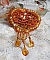 Broche Rumba brod&eacute;e avec des cristaux de Swarovski, des strass, des navettes Tangerine, des perles rondes et des rocailles