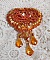 Broche Rumba brod&eacute;e avec des cristaux de Swarovski, des strass, des navettes Tangerine, des perles rondes et des rocailles