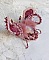 Broche scarabée artisanale brodée en perles rose Peony.