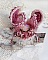 Broche scarabée artisanale rose en perles et dentelle.