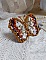 Broche Papillon Topaz brod&eacute;e avec perles de gemme en Nacre, rocailles, cuir vachette et perles cristal Swarovski