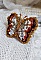 Broche Papillon Topaz brod&eacute;e avec perles de gemme en Nacre, rocailles, cuir vachette et perles cristal Swarovski