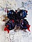 Collier Broche Butterfly Jet/Red brod&eacute; avec sequins, perles en verre, plasticine, rocailles et perles cristal Swarovski