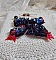 Collier Broche Butterfly Jet/Red brod&eacute; avec sequins, perles en verre, plasticine, rocailles et perles cristal Swarovski