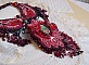 Plastron Cardinal brod&eacute; de rouge et noir avec un Jaspe rouge, des perles en onyx et des cristaux de Swarovski