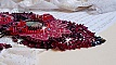Plastron Cardinal brod&eacute; de rouge et noir avec un Jaspe rouge, des perles en onyx et des cristaux de Swarovski
