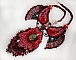 Plastron Cardinal brod&eacute; de rouge et noir avec un Jaspe rouge, des perles en onyx et des cristaux de Swarovski