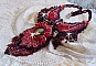 Plastron Cardinal brod&eacute; de rouge et noir avec un Jaspe rouge, des perles en onyx et des cristaux de Swarovski