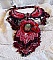 Plastron Cardinal brod&eacute; de rouge et noir avec un Jaspe rouge, des perles en onyx et des cristaux de Swarovski