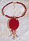 Pendentif Nous Deux Haute Couture brod&eacute; avec cabochon Verre sur dentelle Ivoire, fleurs et toupies Cristal AB orn&eacute;s de rocailles, perles en Verre et R&eacute;sine. Mont&eacute;s avec gouttes et perles Cristal