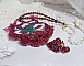 Collier Enchantement d&rsquo;Automne brod&eacute; avec rocailles, rubans, rondes nacr&eacute;es, toupies et perles Cristal Swarovski