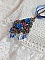 Collier Fleurs Bleues avec estampe, fleurs en r&eacute;sine, rubans, queue de rat, cabochons zirconium et perles cristal Swarovski