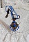 Collier Fleurs Bleues avec estampe, fleurs en r&eacute;sine, rubans, queue de rat, cabochons zirconium et perles cristal Swarovski