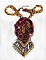 Collier Laetitia Forever brod&eacute;e avec un ruban de soie Bordeaux/Marron et Purple, un disque en nacre, des perles rondes nacr&eacute;es, des gouttes et des rocailles