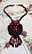 Collier Midnight in Paris brod&eacute; avec roses et cabochon en r&eacute;sine, perles magiques, ruban fleurs et perles Cristal Swarovski