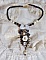 Collier Noir Sacr&eacute; Haute Couture brod&eacute; avec des cristaux : navette, cabochon, perles rondes aplaties, toupies aux couleurs Cristal et Jet, rondelles, perles rondes Verre, rubans, organza et dentelle