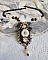 Collier Noir Sacr&eacute; Haute Couture brod&eacute; avec des cristaux : navette, cabochon, perles rondes aplaties, toupies aux couleurs Cristal et Jet, rondelles, perles rondes Verre, rubans, organza et dentelle
