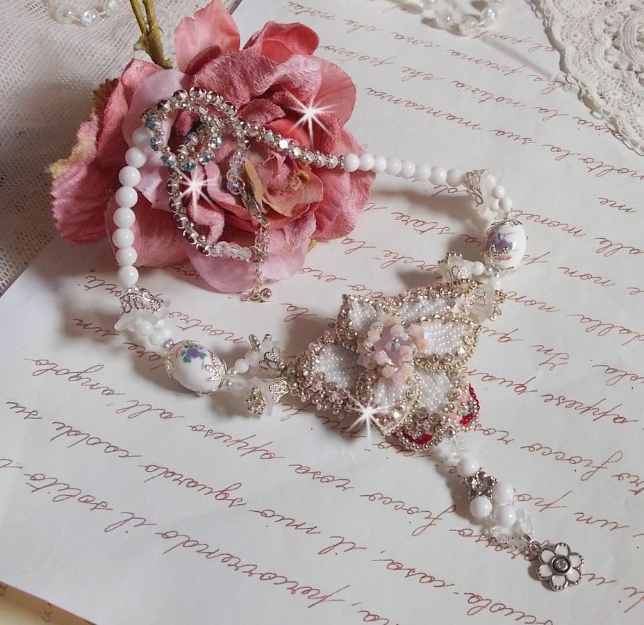 Collier Nuit Etoil&eacute; avec des perles semi-pr&eacute;cieuses et Cristaux de Swarovski