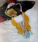 Plastron Papillon de Versailles Haute Couture brod&eacute; avec c&oelig;urs et cabochons en cristal de Swarovski aux couleurs Jaune d&rsquo;Or, Bleu et Argent. S&rsquo;ajoute des rocailles pour un style Art Nouveau !