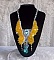Plastron Papillon de Versailles Haute Couture brod&eacute; avec c&oelig;urs et cabochons en cristal de Swarovski aux couleurs Jaune d&rsquo;Or, Bleu et Argent. S&rsquo;ajoute des rocailles pour un style Art Nouveau !