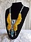 Plastron Papillon de Versailles Haute Couture brod&eacute; avec c&oelig;urs et cabochons en cristal de Swarovski aux couleurs Jaune d&rsquo;Or, Bleu et Argent. S&rsquo;ajoute des rocailles pour un style Art Nouveau !