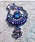 Collier artisanal bleu brodé de cristaux Swarovski et perles.