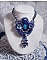 Collier artisanal bleu brodé de cristaux Swarovski et perles.
