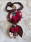 Pendentif Belle H&eacute;l&egrave;ne pour une mode vintage avec un cabochon visage d&rsquo;une femme, fleurs en tissu mis en forme aves rocailles Dark Bronze, cristaux, feuilles en Nacre Marron et Calcite Jaune/Blanc