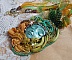 Collier pendentif Lune V&eacute;nitienne brod&eacute; avec un tr&egrave;s beau ruban de soie, des cristaux de Swarovski et d'autres perles de qualit&eacute; 