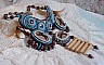 Collier Plaston Haute-Couture Typie Blue - Danse avec les Loups avec des perles semi-pr&eacute;cieuses et des perles diverses