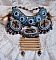 Collier Plaston Haute-Couture Typie Blue - Danse avec les Loups avec des perles semi-pr&eacute;cieuses et des perles diverses