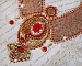 Plastron Renaissance brod&eacute; de rocailles Or et Rouge