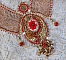 Plastron Renaissance brod&eacute; de rocailles Or et Rouge