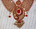 Plastron Renaissance brod&eacute; de rocailles Or et Rouge