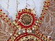 Plastron Renaissance brod&eacute; de rocailles Or et Rouge