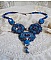 Plastron Roses Bleues Royales avec des cristaux de Swarovski et des rocailles