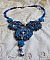 Plastron Roses Bleues Royales avec des cristaux de Swarovski et des rocailles