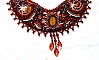 Collier Plastron Topaz Haute-Couture avec des pierres semi-pr&eacute;cieuses et diff&eacute;rentes perles