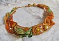 Collier Rumba Haute-Couture brod&eacute; avec un Shibori de soie, de la soutache et des cristaux de Swaroski