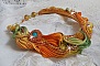 Collier Rumba Haute-Couture brod&eacute; avec un Shibori de soie, de la soutache et des cristaux de Swaroski