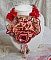 Collier plastron Secret Oriental brod&eacute; avec un cabochon en verre tr&egrave;s ancien et des toupies en cristal de Swarovski