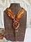 Collier Souffle d'Automne Ethnique tr&egrave;s chic brod&eacute; avec un cabochon des ann&eacute;es 1960 orn&eacute; de roses, perles rondes lisses, cristal, nacr&eacute;es, magiques, rubans organza, satin&eacute;s et rocailles