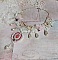 Collier Traverser le Temps brod&eacute; avec perles r&eacute;sines, rocailles verres, dentelle, argent 925 et perles Cristal Swarovski 
