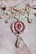 Collier Traverser le Temps brod&eacute; avec perles r&eacute;sines, rocailles verres, dentelle, argent 925 et perles Cristal Swarovski 