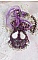 Collier Violine avec cabochons r&eacute;sines, rubans organza, rondes nacr&eacute;es, rocailles en verre et perles Cristal Swarovski