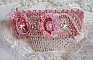 Peigne Magnolia brod&eacute; avec perles Cristal de Swarovski, fleurs r&eacute;sine, rocailles verre, strass