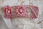 Peigne Magnolia brod&eacute; avec perles Cristal de Swarovski, fleurs r&eacute;sine, rocailles verre, strass
