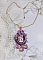 Pendentif Petit Bonheur cr&eacute;&eacute; avec breloques poires, fleurs verres, n&oelig;ud satin et Cristal Swarovski
