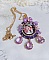 Pendentif Petit Bonheur cr&eacute;&eacute; avec breloques poires, fleurs verres, n&oelig;ud satin et Cristal Swarovski